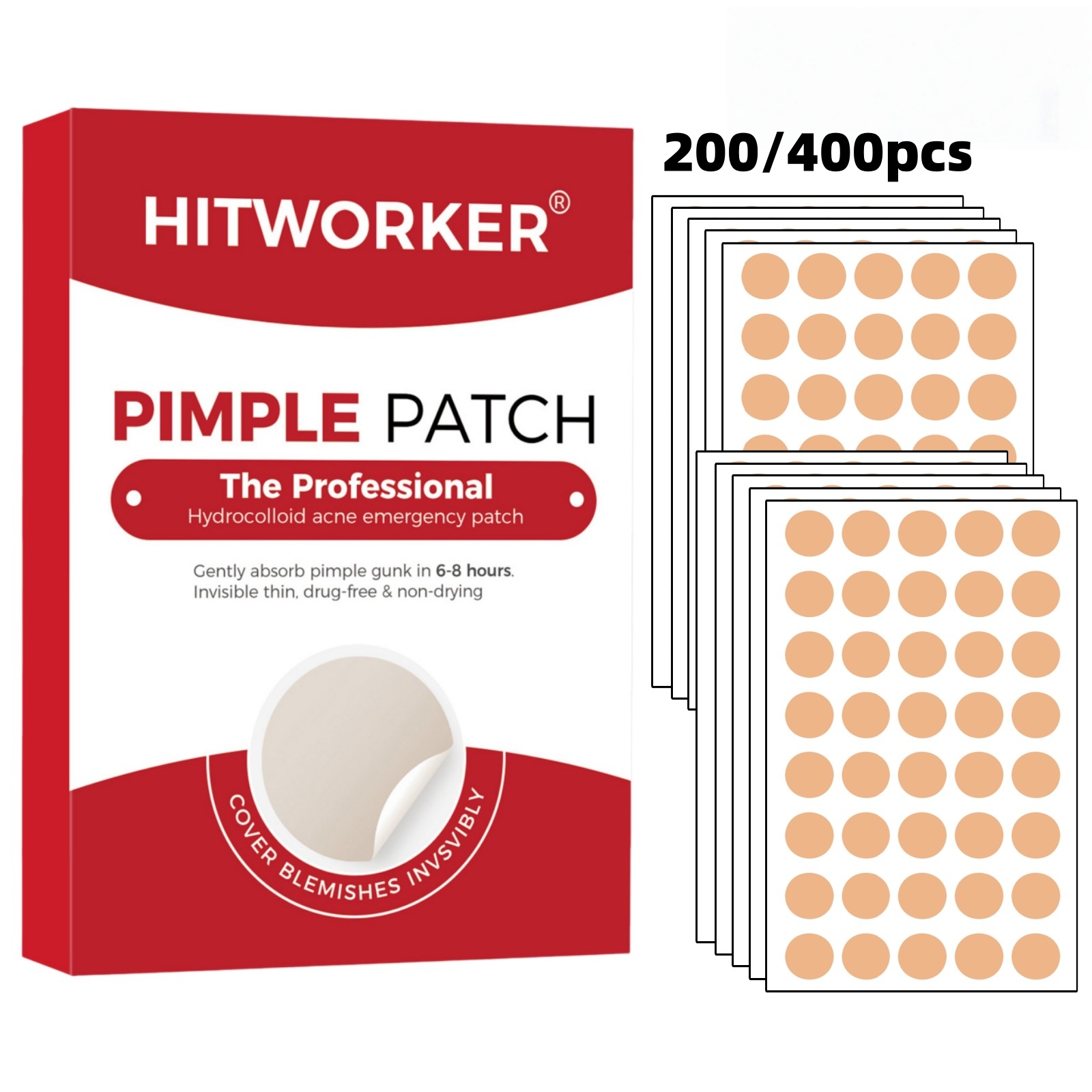 Skincare Moisturizer - 200/400 Parches para Acné de Tono